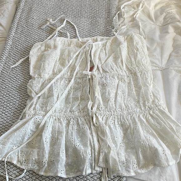 NWT - PQ white eyelet tie tank top - size m/l - Picture 2 of 8
